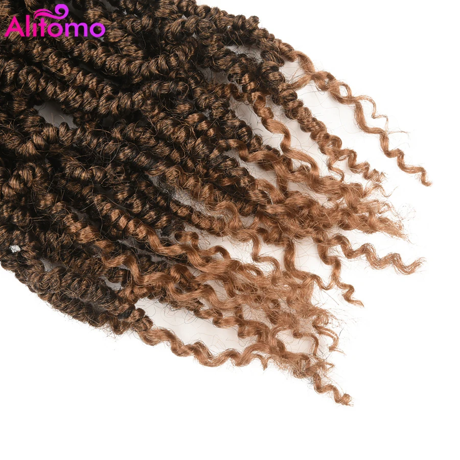 Alitomo Spring Senegalese Twist Crochet Braids Curl End for Black Women Pre loop 14Inch Bomb Twist Synthetic Fluffy Spring Twist