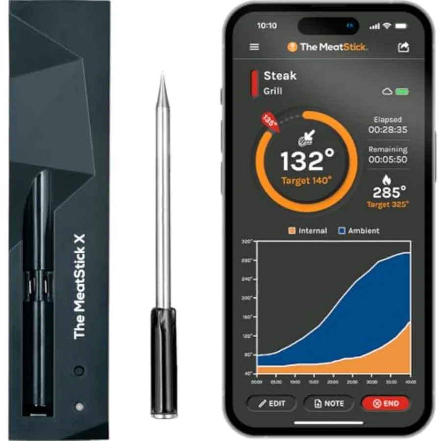

Умный беспроводной датчик температуры MeatStick X для мяса, с радиусом действия Bluetooth более 150 м, для гриля, копчения, барбекю, духовки, коптильни