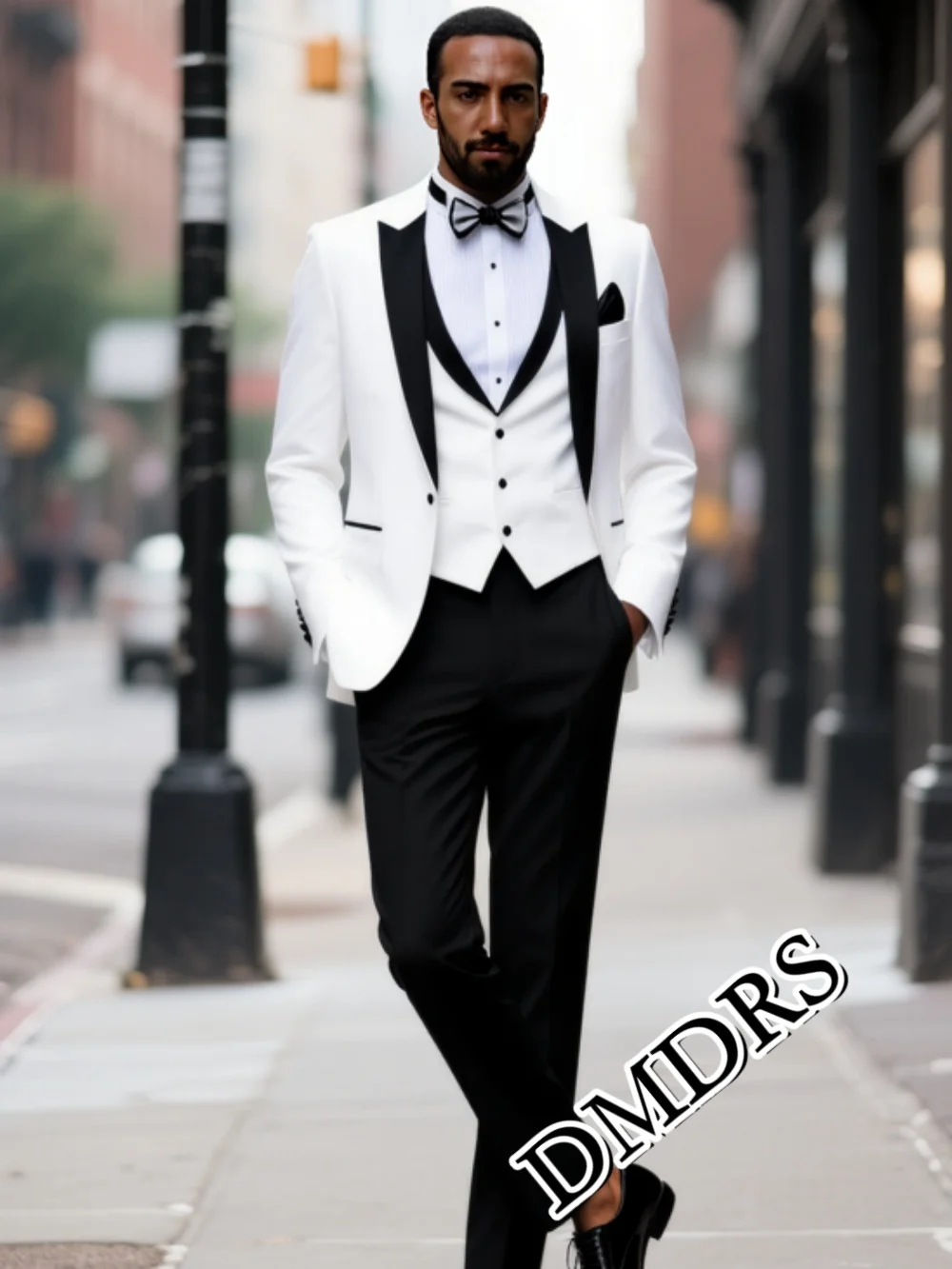 

DMDRS Formal Classic Single-Breasted Men's Suit Set For Wedding Elegant Business 3PCS Men's Suit Set (Jacket, Vest, Pants)