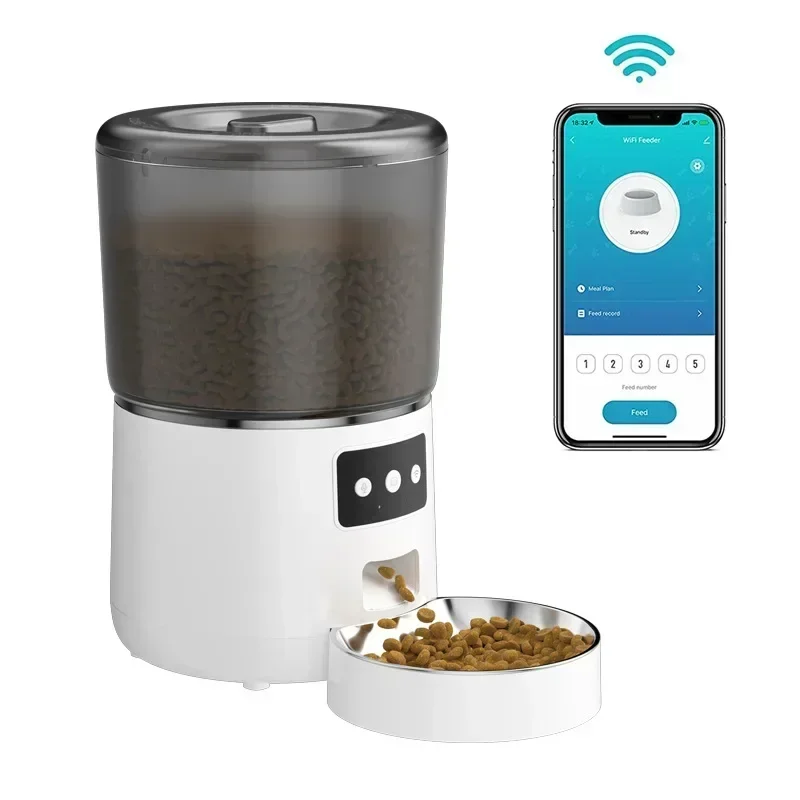 

4L Automatic Smart Pet Feeder Wifi Control Dual Power Supply Timing Food Feeder Dispenser for Small Dogs and Cats