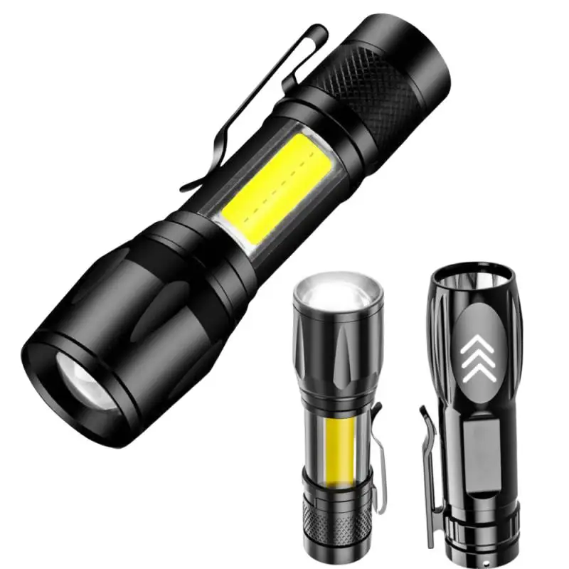 Portable Zoomable Strong LED Flashlight Rechargeable Mini Torch Lantern 3 Lighting Modes Outdoor Emergency Camping Flashlights