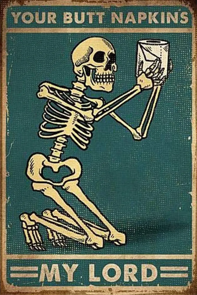 Cat Sign Rustic Skull with Toilet Paper Your Butt Napkins My Lord Cat Wall Decor Girls sign