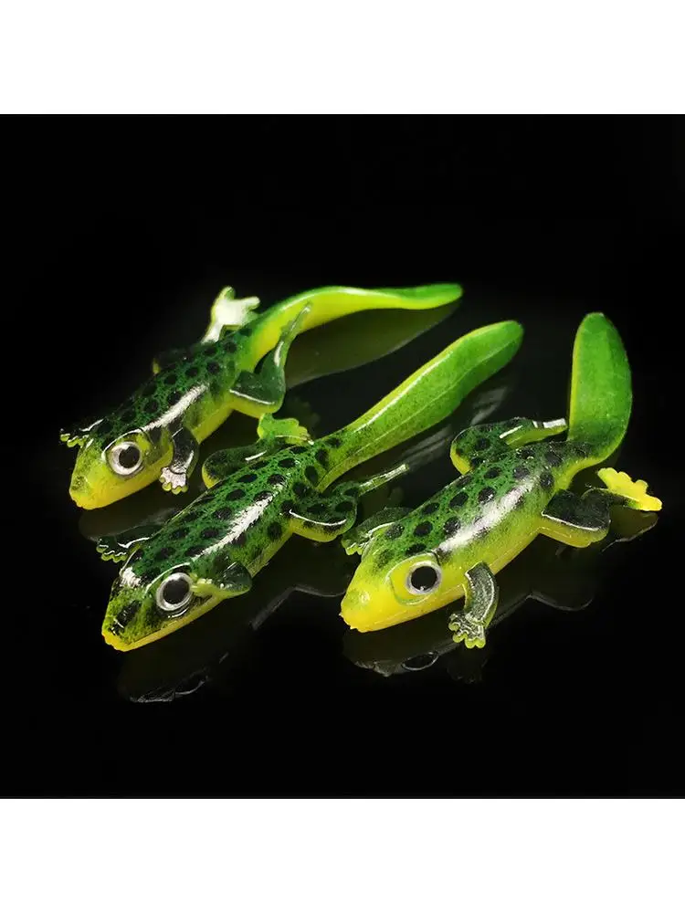 3 pièces 7CM 3G lézard vert Silicone appât grenouille d'eau douce appât simulé salamandre géante appât artificiel appât souple