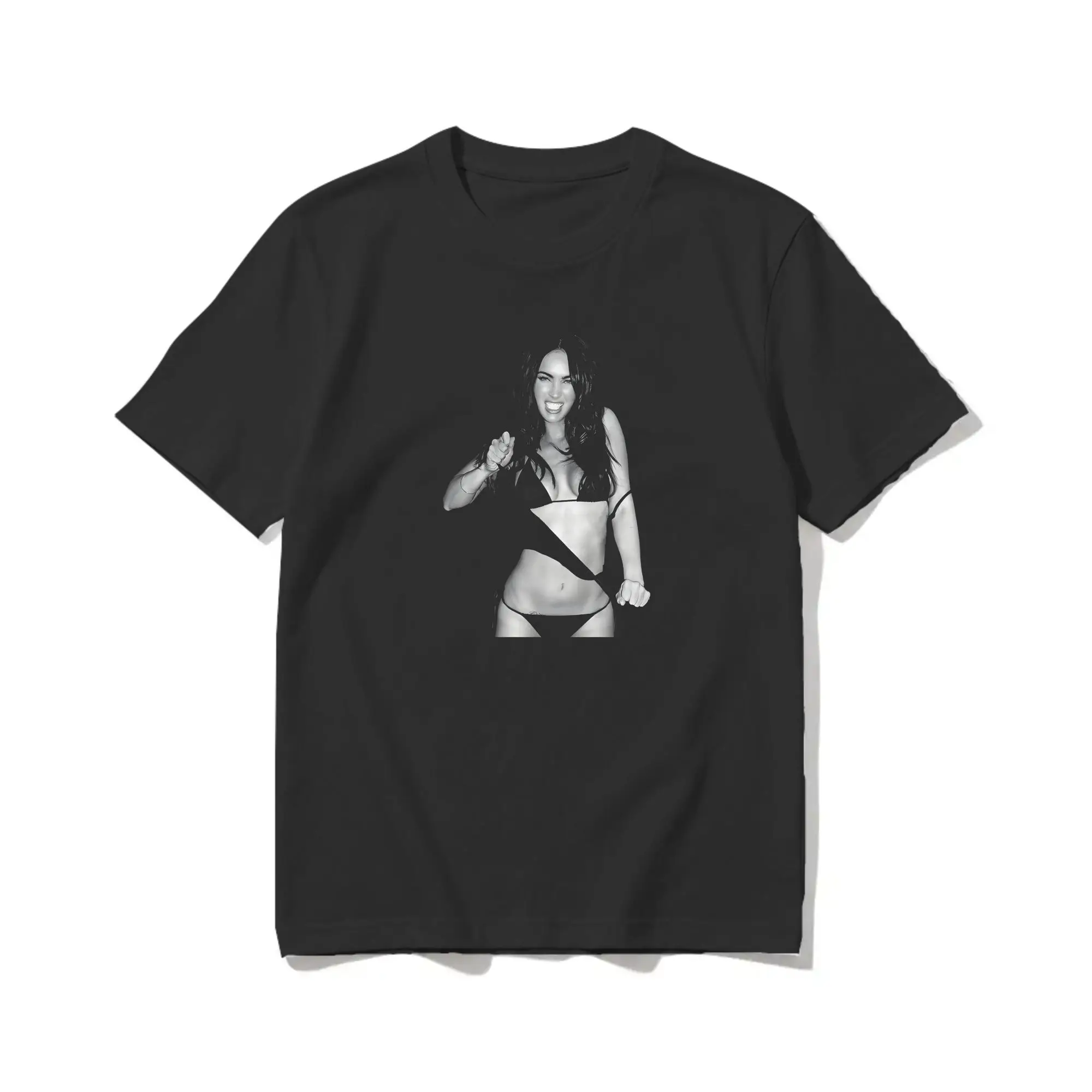 Megan Fox Bikini Men Women's T Shirt  Vintage Tee Shirt Short Sleeve Crewneck T-Shirt Cotton Plus Size Clothes