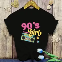 New Funny 90'S Girls Printed T-Shirts Fashion Women Short Sleeve Cool Summer Casual Tops 90'S Girls Female Shirt Tees
