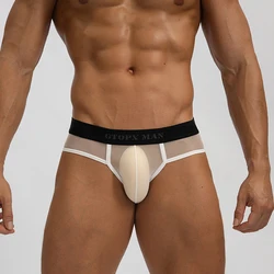 Sexy Cuecas Transparentes Completas dos homens, Roupa Interior Masculina Ultrafina, Ver Através da Calcinha, Malha U Bulge Pouch, Cuecas Respiráveis