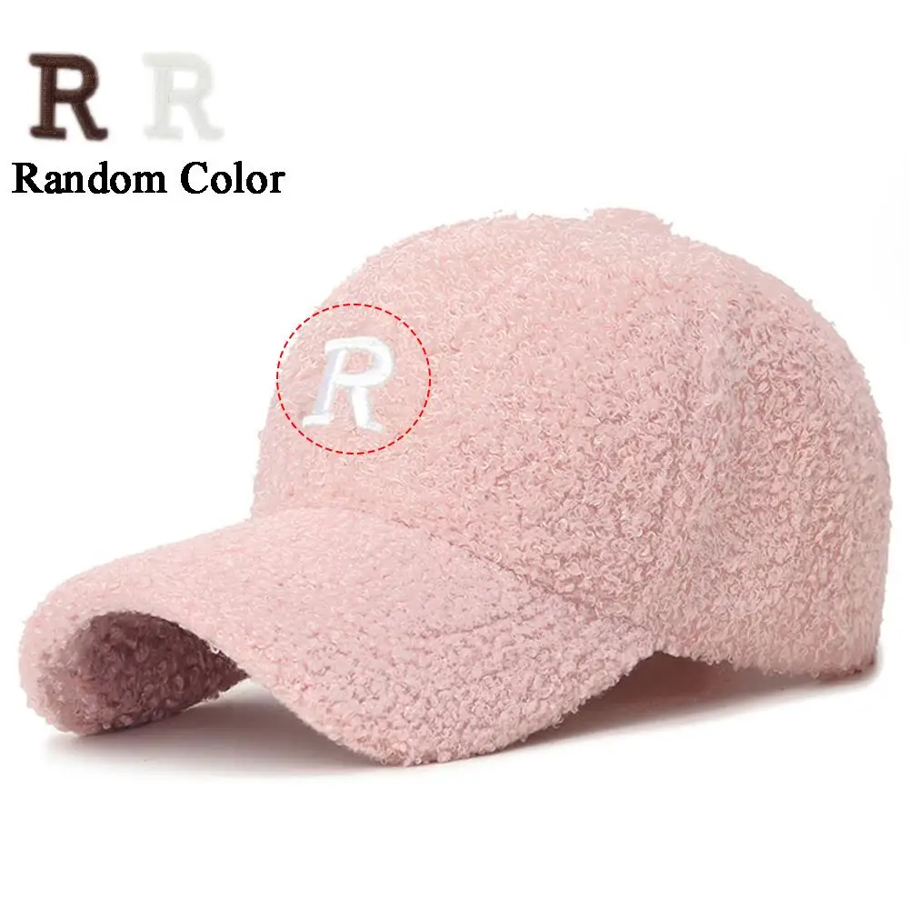 

Women Warm Sunshade Hat Artificial Lamb Wool Hats Autumn Winter Baseball Cap Plush Baseball Caps Solid Color Sun Hat
