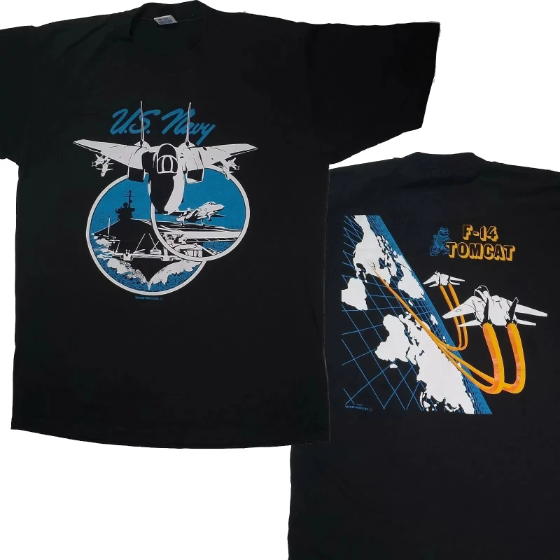 Naval F-14 Tomcat Fighter Aircraft American War Jet Plane T Shirt. New 100% Cotton Short Sleeve O-Neck T-shirt Casual Top