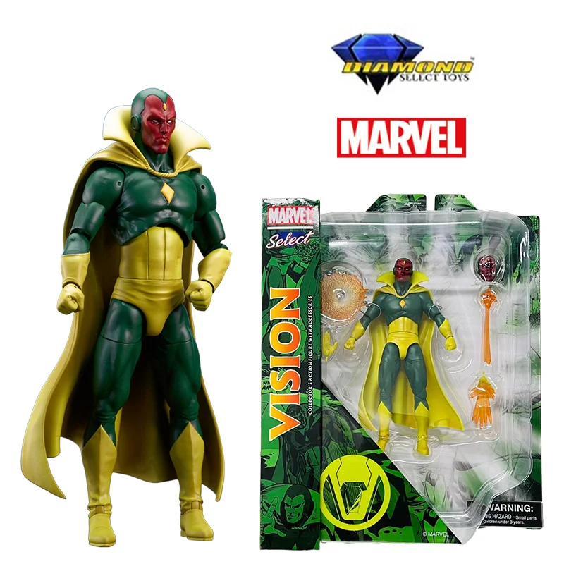 Diamond Select Toys DST Marvel Select Vision 1/12 7 Inches 18Cm Anime Original Action Figure Model Toy Birthday Gift Collection