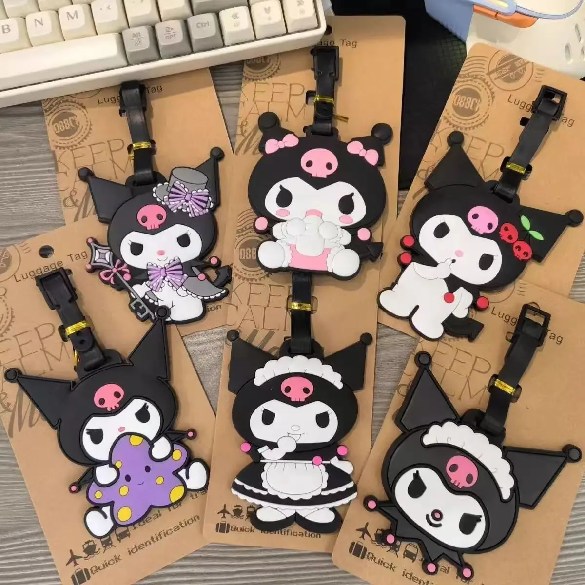 PVC Luggage Tag Cartoon Kuromi Travel Accessories Suitcase Baggage Portable Label