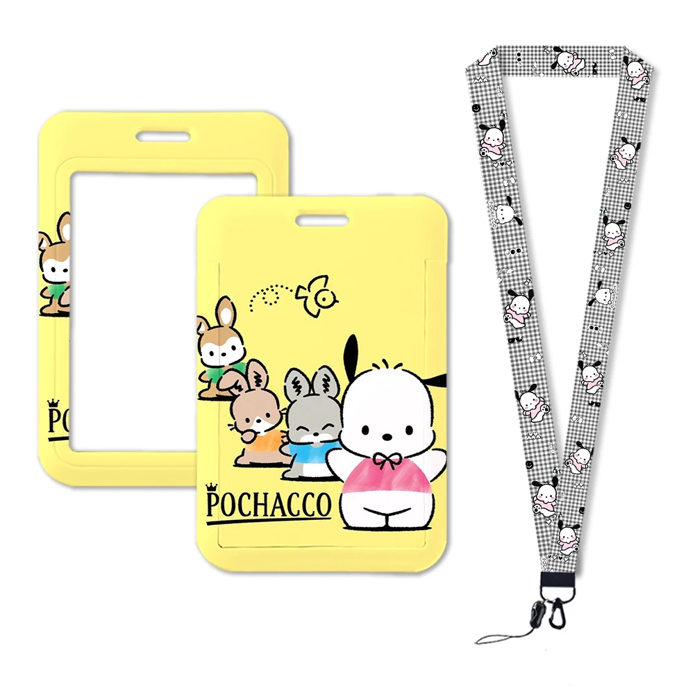 W Pochacco portacarte per porta per ragazze adorabili portachiavi con cinturino al collo portachiavi con cordino per porta Badge identificativo regalo per le donne