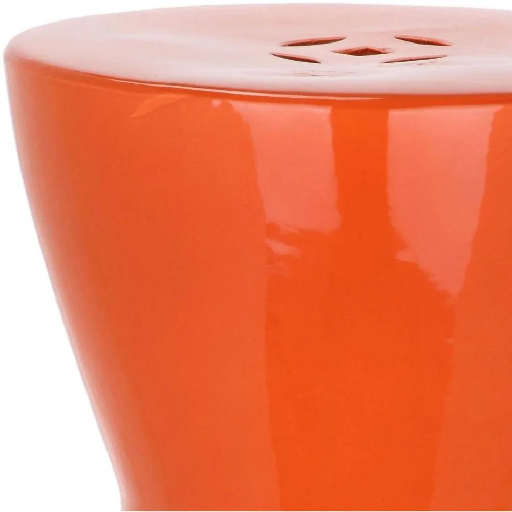 Taburete de jardín decorativo de cerámica esmaltada, 0, naranja