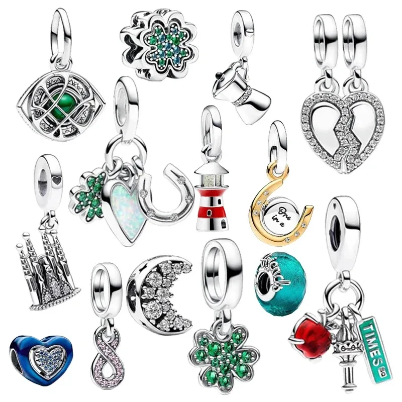 

New 100% S925 sterling silver exquisite love clover eternal logo beads suitable for original women's bracelets DIY fashionable c