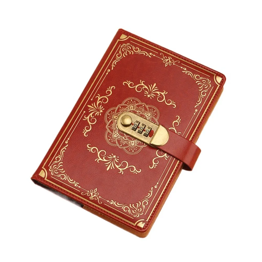 

A5 100Sheets Journal Notebook With Lock Flower Cover Embossed Design Personal Notebook Line Paper PU Leather Diary Writing Pads