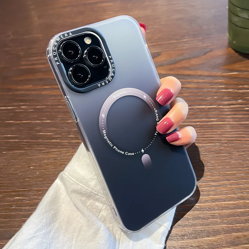 Lusso sfumato smerigliato magnetico per custodia di ricarica Wireless Magsafe per iPhone 14 Plus 13 12 11 Pro Max Cover magnetica in Silicone