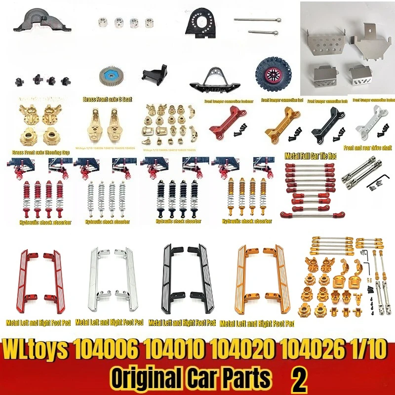 WLtoys 104006 104010 104020 104026 1/10 RC Car Parts Original Tire Tie Rod Seat Axle Half Axle Bumper Motor Cover Armor Parts 2