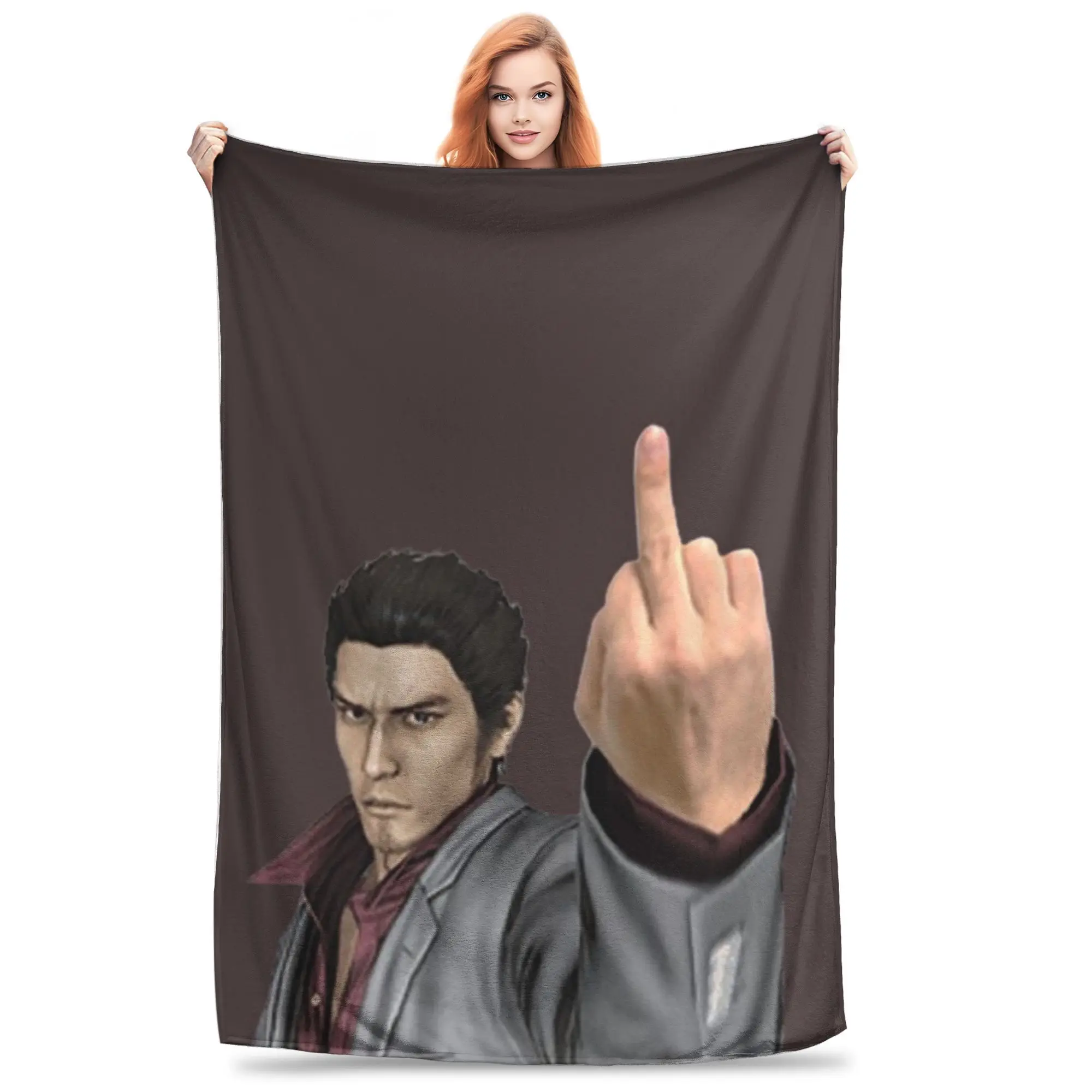 

Фланелевое одеяло Kazuma Kiryu, теплые плюшевые одеяла со средним пальцем, мягкое покрывало для кровати, гостиной, дома, путешествия, дивана