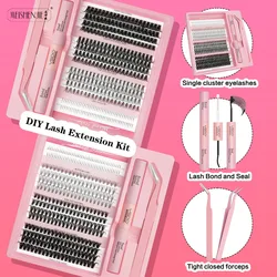New DIY Cluster Lashes Set 14 Rows Natural Long Individual Eyelashes Extension Kit with Glue and Tweezer Makeup Tool maquillaje