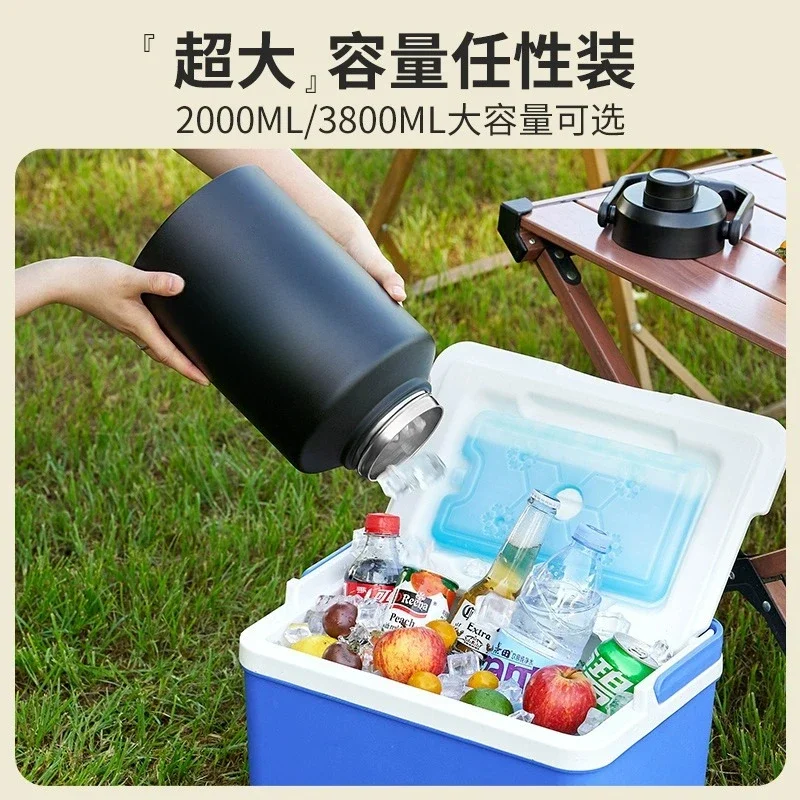 Outdoor camping ice bucket picnic stainless steel insulation bucket cube cold portable large capacity kettle