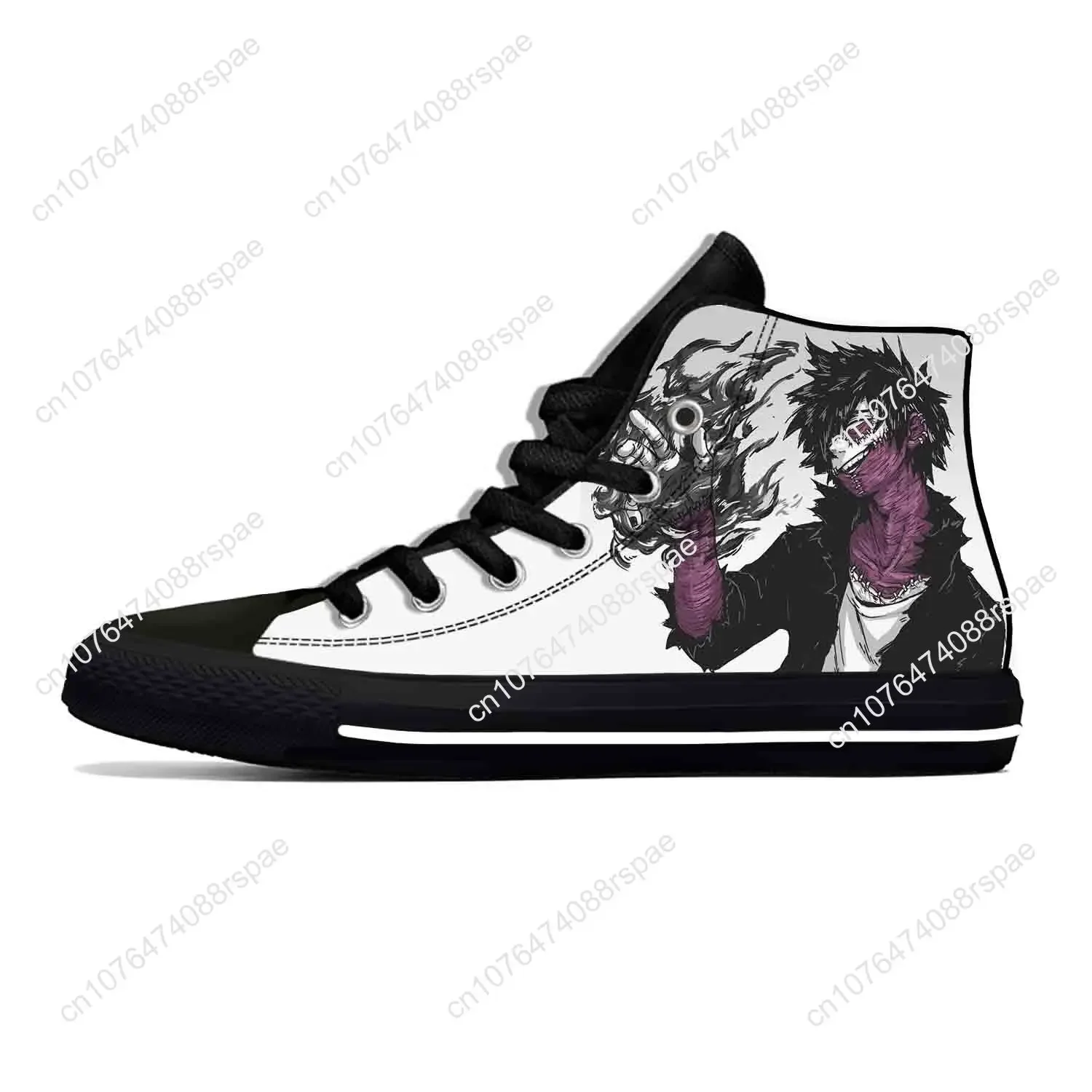 Desenhos animados para homens e mulheres My Hero Academia Dabi Sneakers, anime japonês, sapatos de pano casual legal, top alto, leve, respirável, impressão 3D