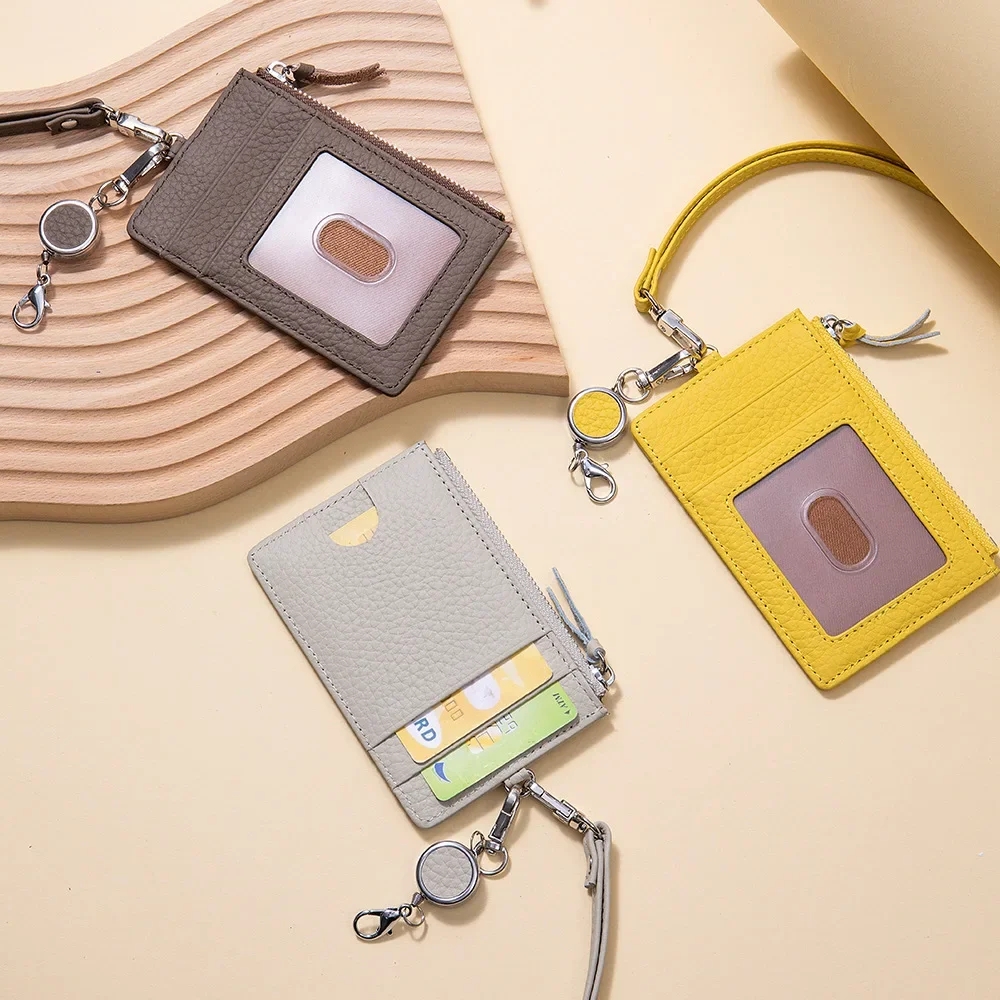 

Women's leather ID card holder, multi-functional pull-off buckle, lanyard card holder, high-value halterneck coin card holder