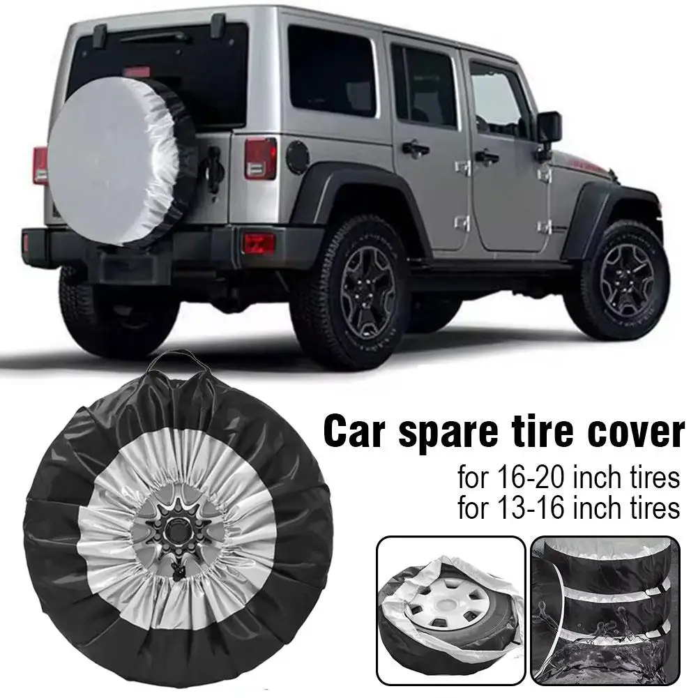 1pc Car Spare Tire Cover Wheel Protector Waterproof UV Resistant Dustproof for 13-16 16-20 Inch Tire SUV Trailer RV Accessories