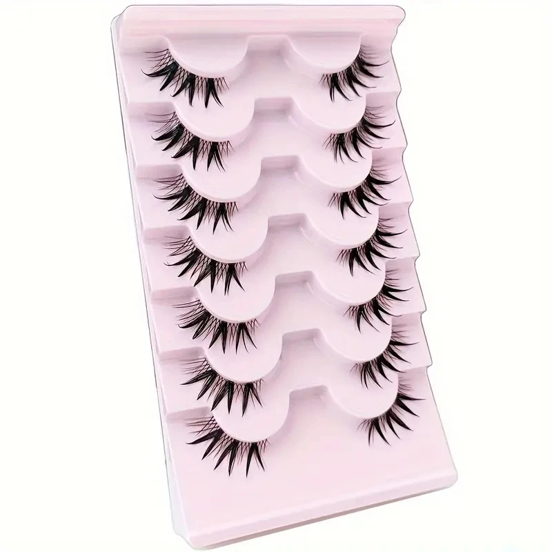 7 pairs half eye lashes with transparent stem natural long 3D lashes Dramatic fairy clusters Manga lashes false eyelashes wet Lo