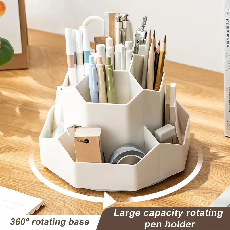 

Rotating Pen Holder Multi-Functional Large-Capacity Desktop Stationery And Cosmetic Storage Box High-End Office Pen Holder