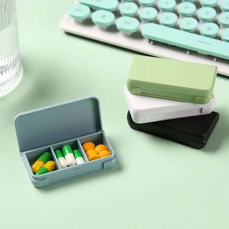 Pill Box 3 Compartment Medicine Pill Case,Portable Pill Box for Pocket or Daily Decorative Medicine Vitamin Organizer case box