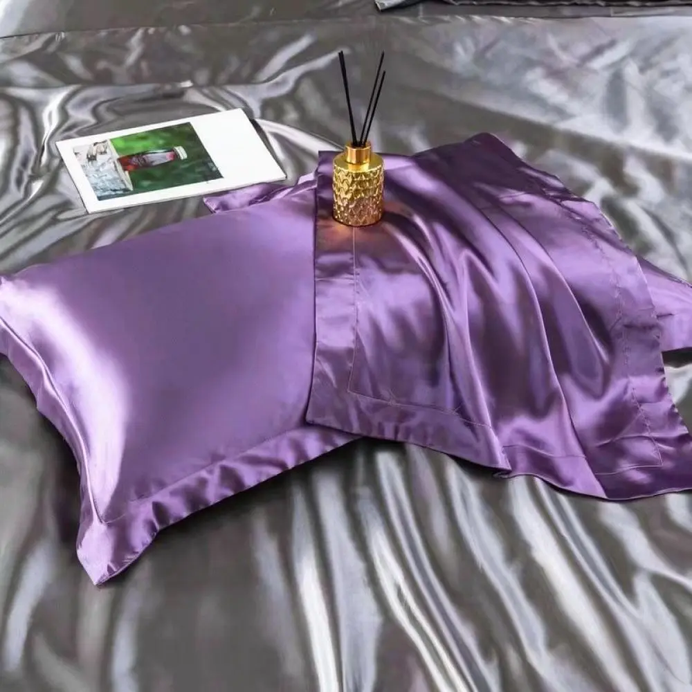 Double Sided Mulberry Silk Pillowcase Elegant Satin Pillow Cover Hypoallergenic Skin Friendly Bedding For Bedroom Decor