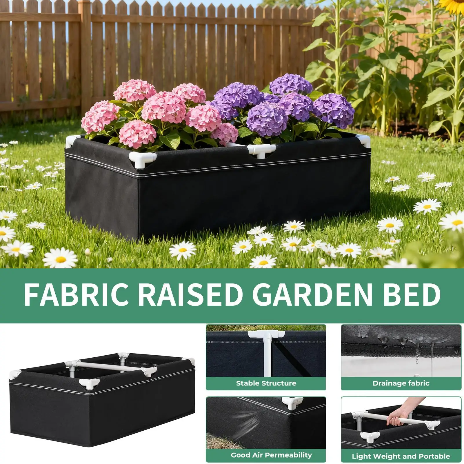 

Fabric Garden Bed 100x50x30cm Vegetable Growing Pot Outdoors Raised Garden Bed With Frame For Vegetable Strawberries Potatoes