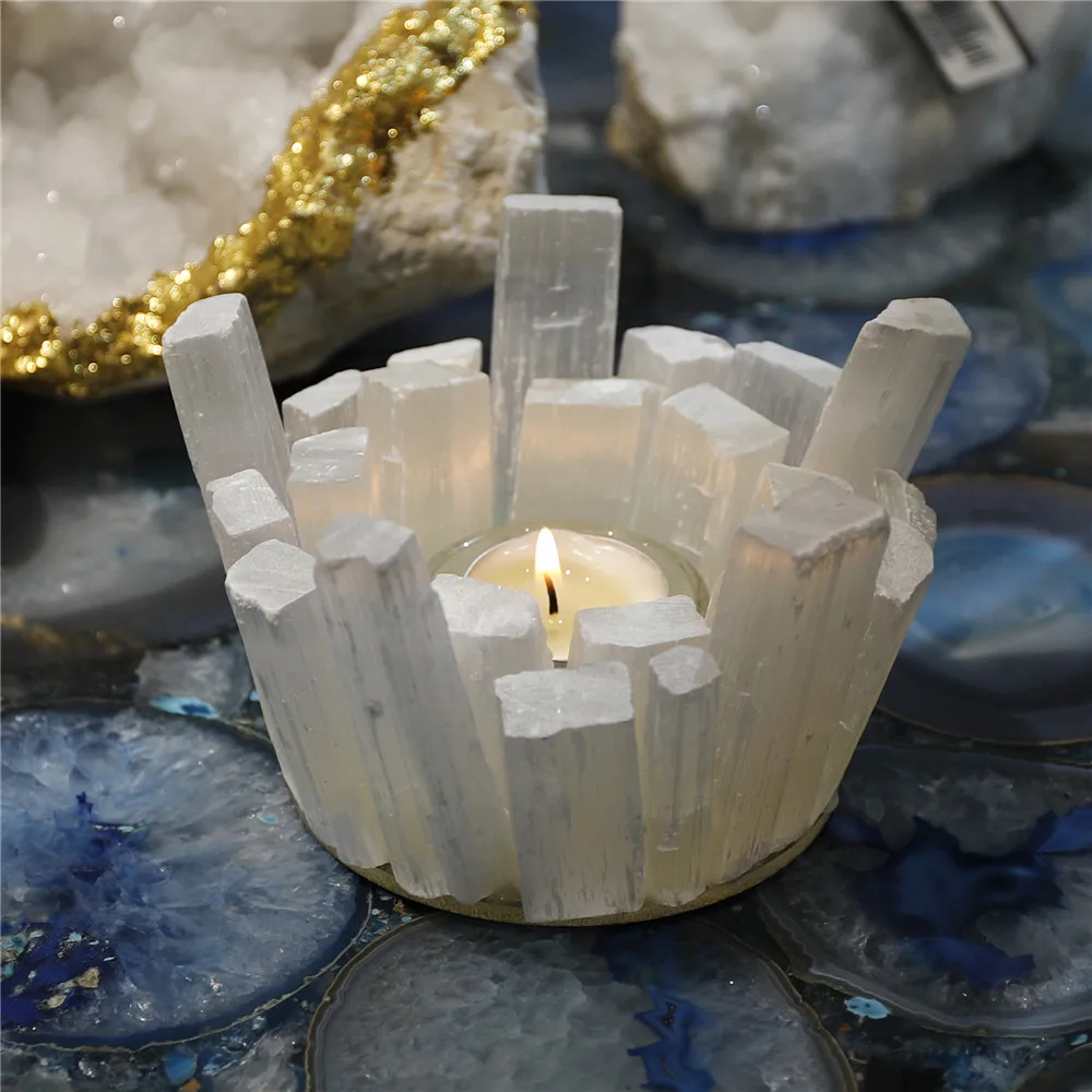 1PCS North Europe Natual Candle Holders Selenite Simple Wedding Decoration Bar Party Living Room Decor Home Decor Candlestick