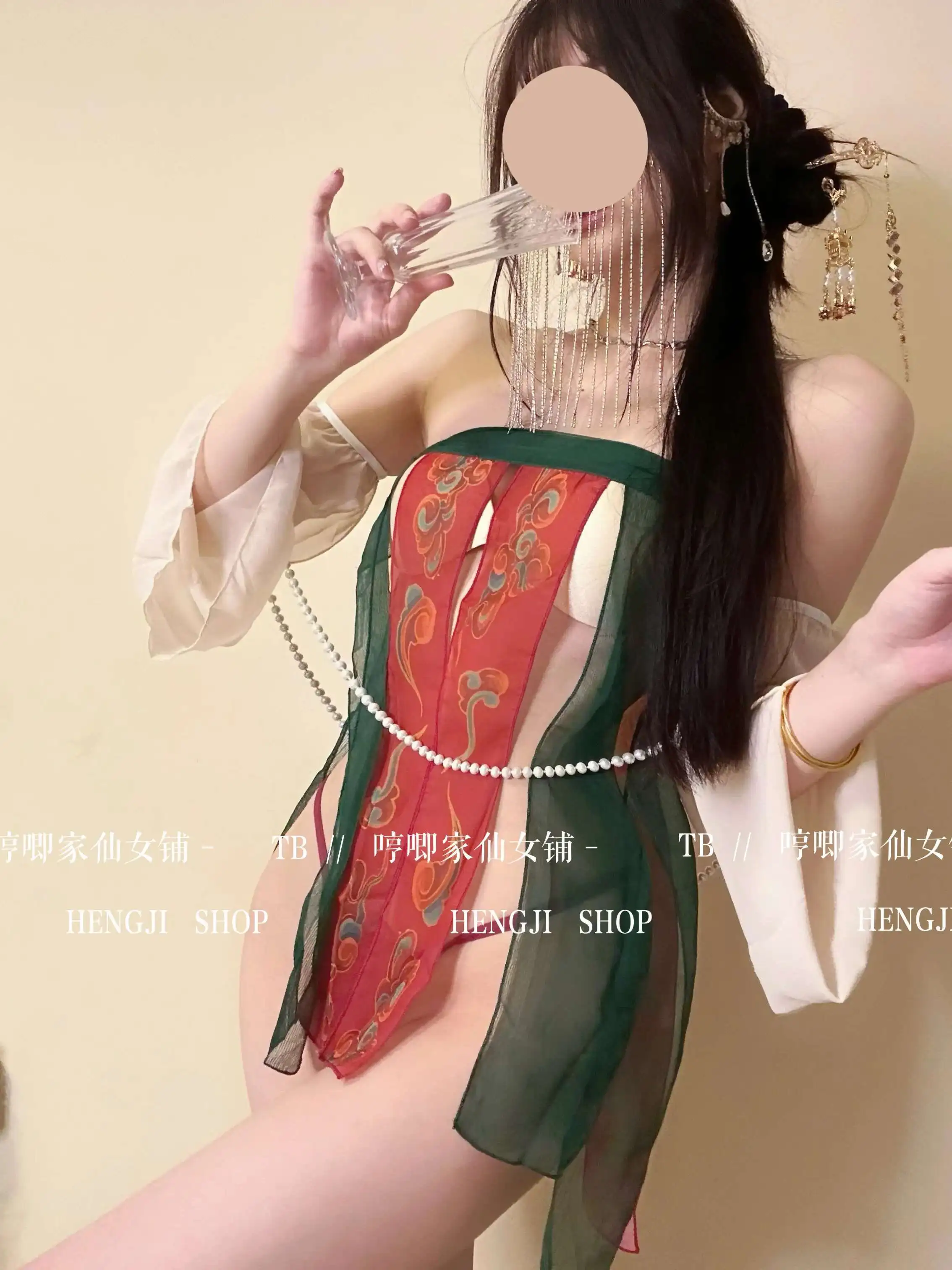 WOMENGAGA 고대 중국 유니폼 미니 드레스 슬래시 넥 우아한 댄스 여름 쉬폰 관점 골동품 이국적인 스타일 U8QR