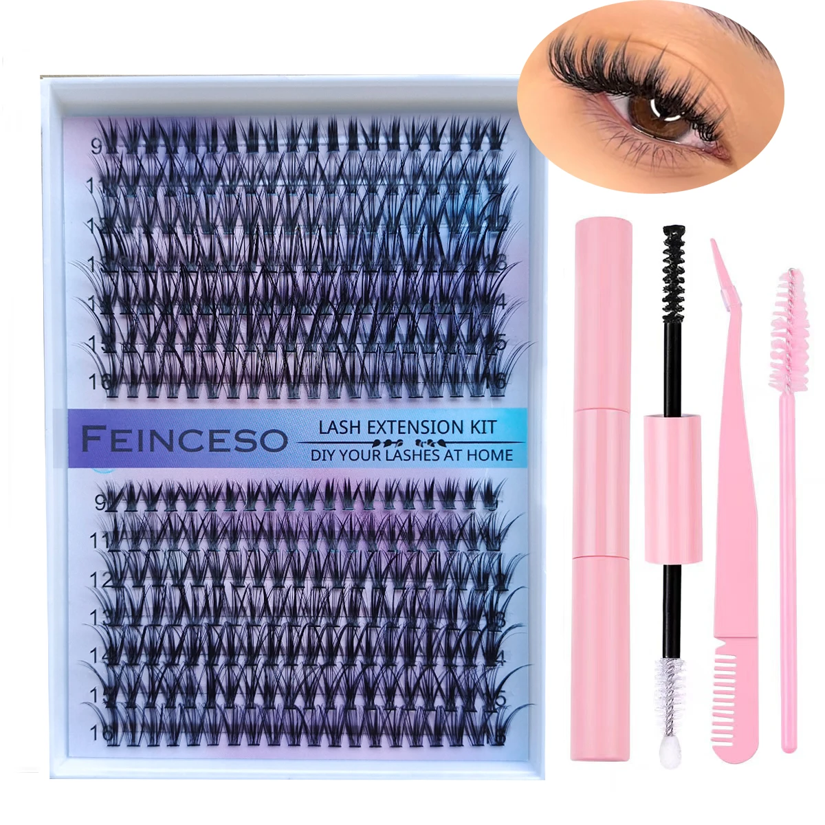 280PCS DIY Mix Clusters Kit 30D Lash Bond and Seal and Remover Accessories Self-Grafting EyeLashes Extension At Home kit