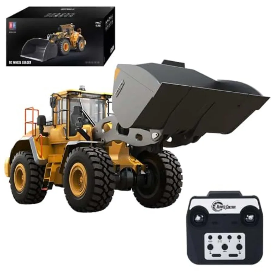 

RC Loader for Adult L260H: Metal Shovel Boom, Yellow, 4WD Heavy-Duty Construction Vehicle with Light, Sound, and Fully Function