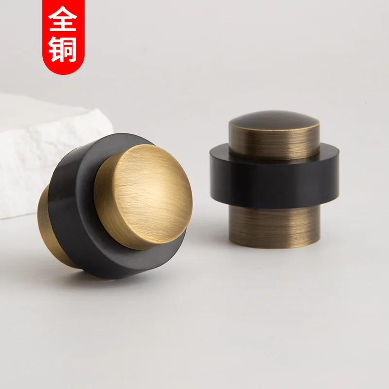 All Copper Door Stopper Anti-collision Rubber Bathroom Inner Door Stopper Pure Copper Door Top Floor