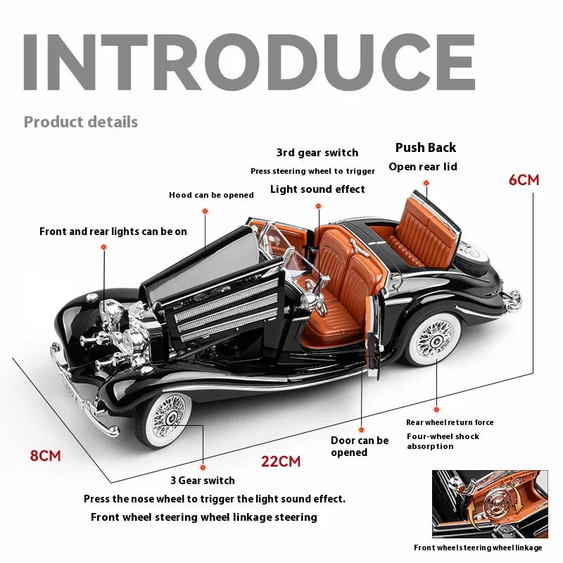 طراز سيارة مرسيدس بنز بالصوت والإضاءة ، سبيكة معدنية كلاسيكية دييكاست ، مجموعة سطح المكتب ، زينة هواية ، للأولاد ، C366 ، هدية ، K