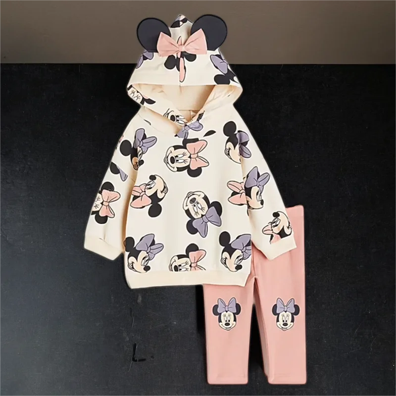 Fashion Spring Little Girl Minnie print Princess Hoodie Set Fall Girls Toddler Cute Casual Dress Kids LongSleeve Printed Clothes