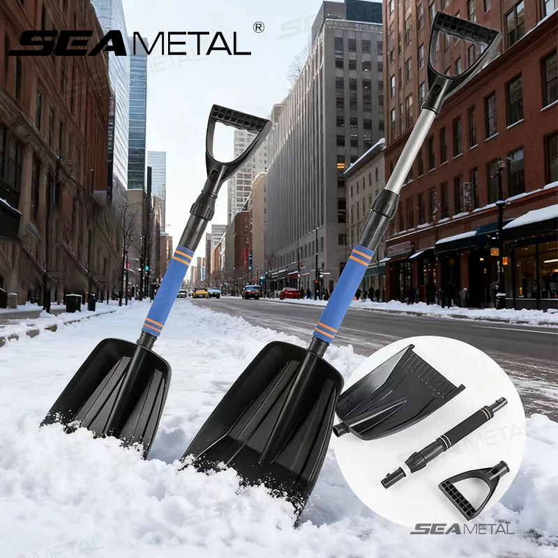 SEAMETAL Detachable Telescopic Winter Snow Ice Shovel Portable ABS Plastic Collapsible Snow Shovel for Outdoor Car Cleaning Tool