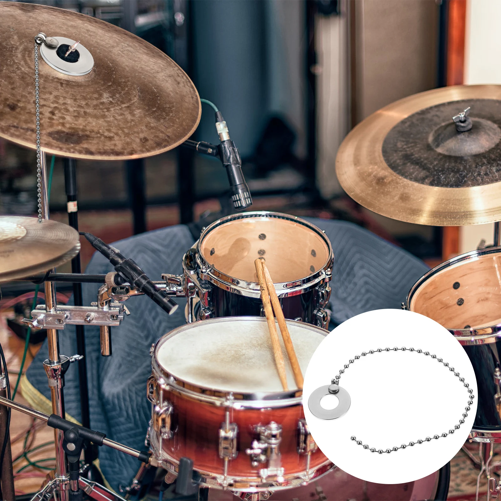 

Cymbal Chain Aluminum Alloy Smooth Shiny Flexible Cymbal Extension Chain for Drum Kit Crash Ride Effect