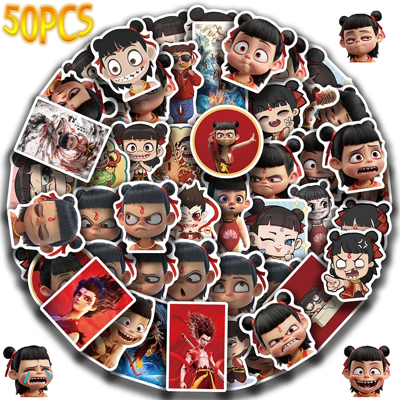 50pcs Magic Child Nezha Series Graffiti Stickers For Mobile Phone Shell Skateboard Decorative Stickers DIY Toy Sticker Pack