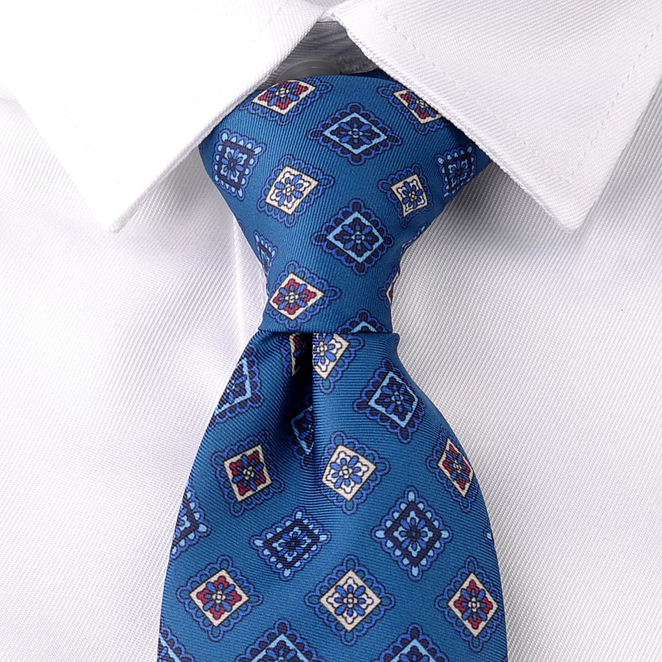 Fashion Luxury Navy Floral Printed Neck Ties For Men Women Gray Polka Dot Simulated Silk Neckties Casual Shirt Daily Wear Cravat