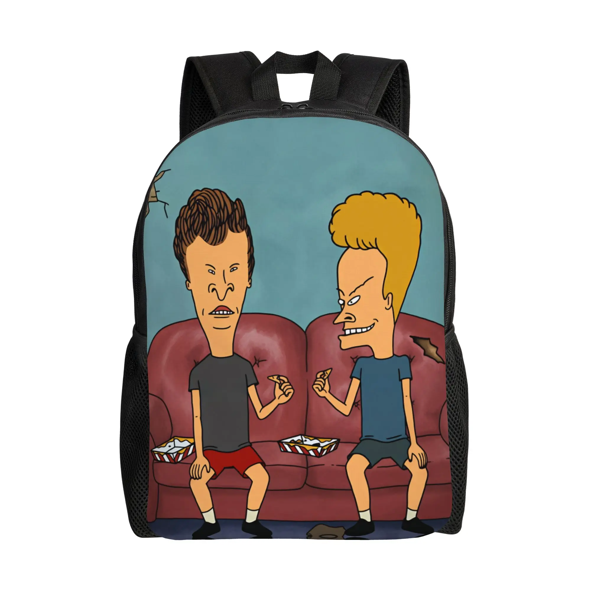 Beavis And Butt Head On Sofa Eating Chips Backpack Backpacks Student Unisex Travel Soft High School Bags Colorful Rucksack