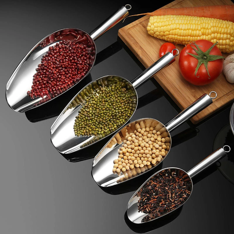 10oz Polish 304 Stainless Steel Ice Scoop Kitchen Food Candy Scoop  Ice Scoop Food Flour For Bar Commercial Kitchen Tools