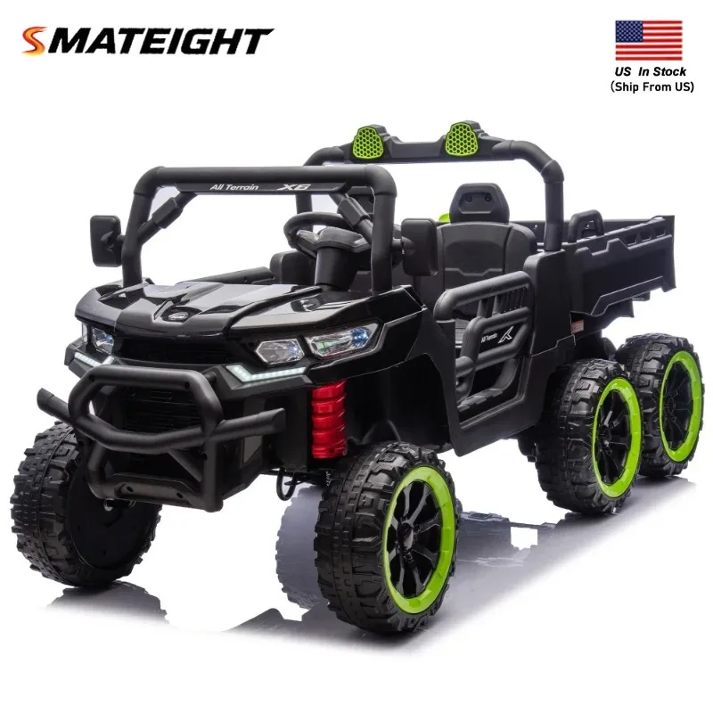 24V 4WD 2-Seater Kids Electric Dump Truck, 6-Wheel Ride On UTV with Remote Control, Music, Bluetooth, USB, for Ages 3+