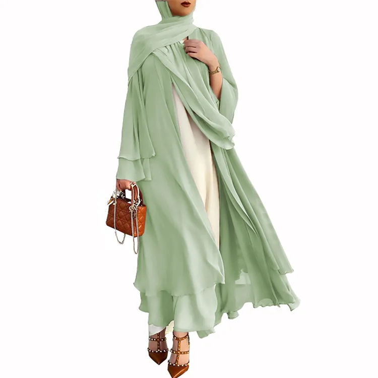 Robe en mousseline de soie pour femmes, Abaya ouverte, Kimono, Dubaï, Hijab musulman, Abayas unies pour femmes, Robes turques, Ramadan Eid Islam