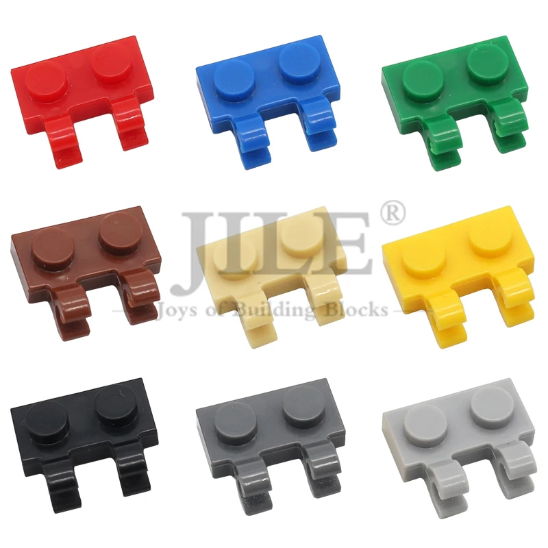 20 шт. MOC 60470 Модифицированная пластина 1x2 с 2 открытыми зажимами, совместимая с конструктором, набор деталей, классическая игрушка-головоломка для детей