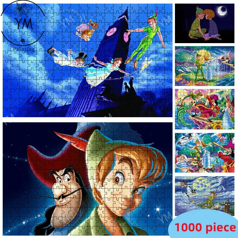 Peter Pan Cartoon Movie Disney Puzzle 1000 Pieces Wooden HD Printing Kids Adult Collection Hobby Toys Learning Education Gift