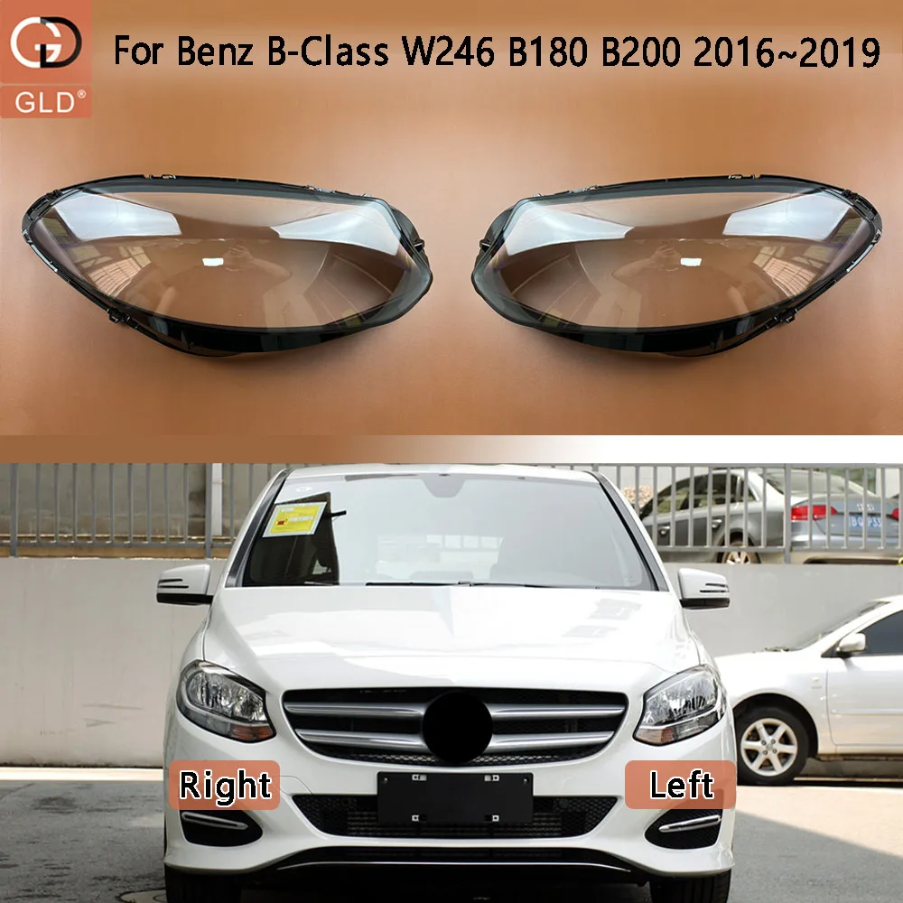 Car Front Headlight Cover Lampshade Lampcover Head Lamp light Covers Shell For Mercedes-Benz B-Class W246 B180 B200 2016-2019