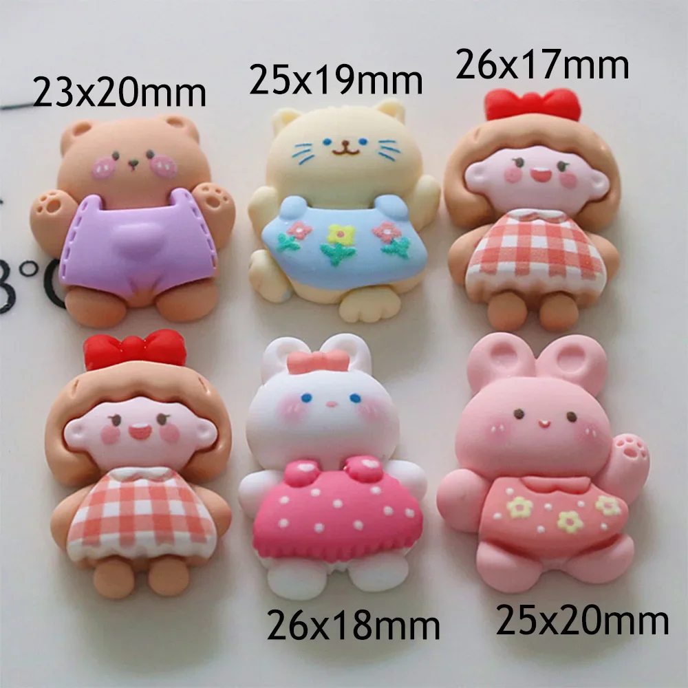 10PCS Kawaii Girl Animal Series Flatback Resin Cabochons For Hairpin Scrapbooking DIY Jewelry Craft Decoration Accessories